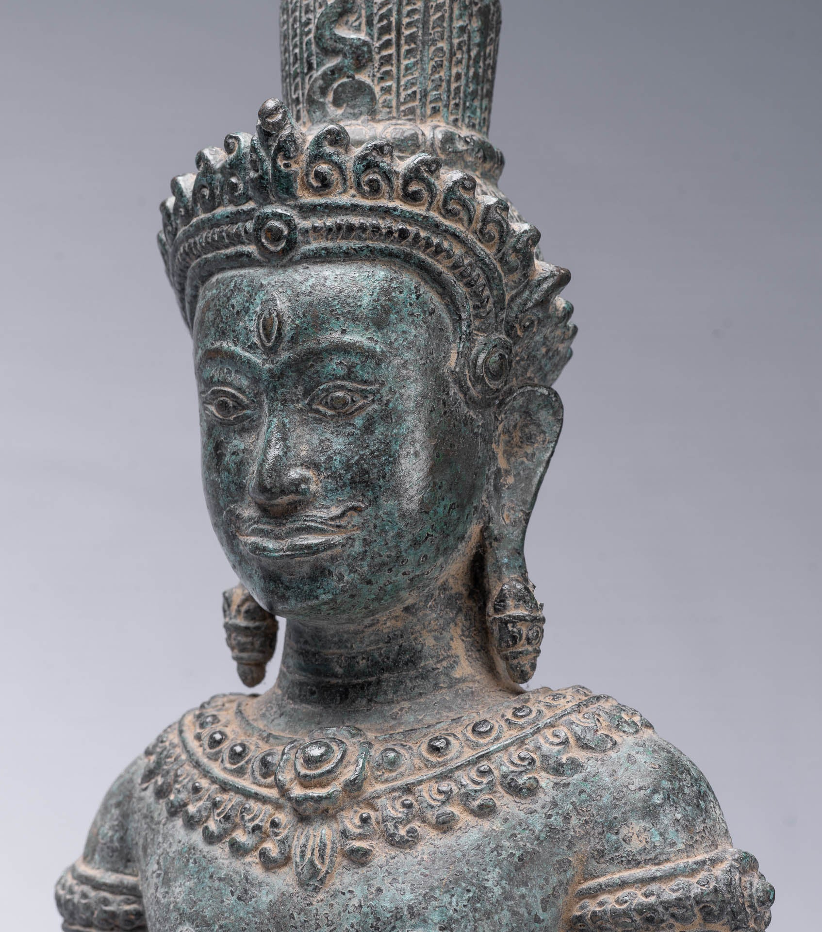 Antique Khmer Style Bronze Angkor Wat Standing Shiva - 52cm/21 "