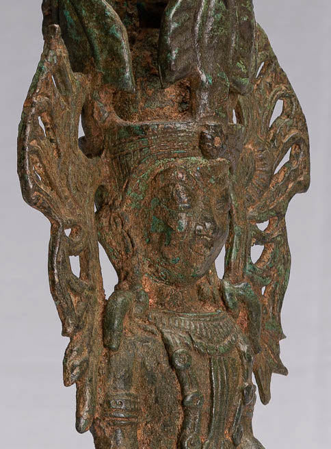 Statua di Buddha - Antique Bronzo in stile birmano Shan illuminazione Statue di Buddha seduta - 35 cm/14 "