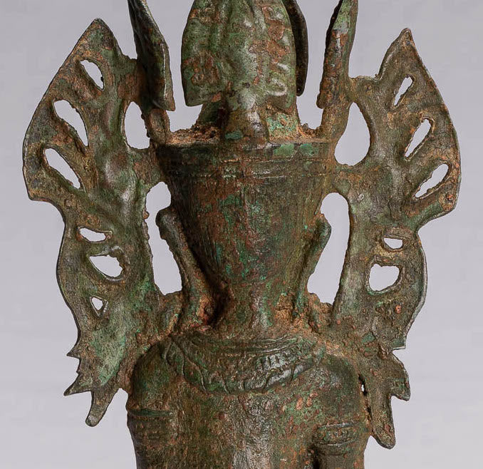 Statua di Buddha - Antique Bronzo in stile birmano Shan illuminazione Statue di Buddha seduta - 35 cm/14 "