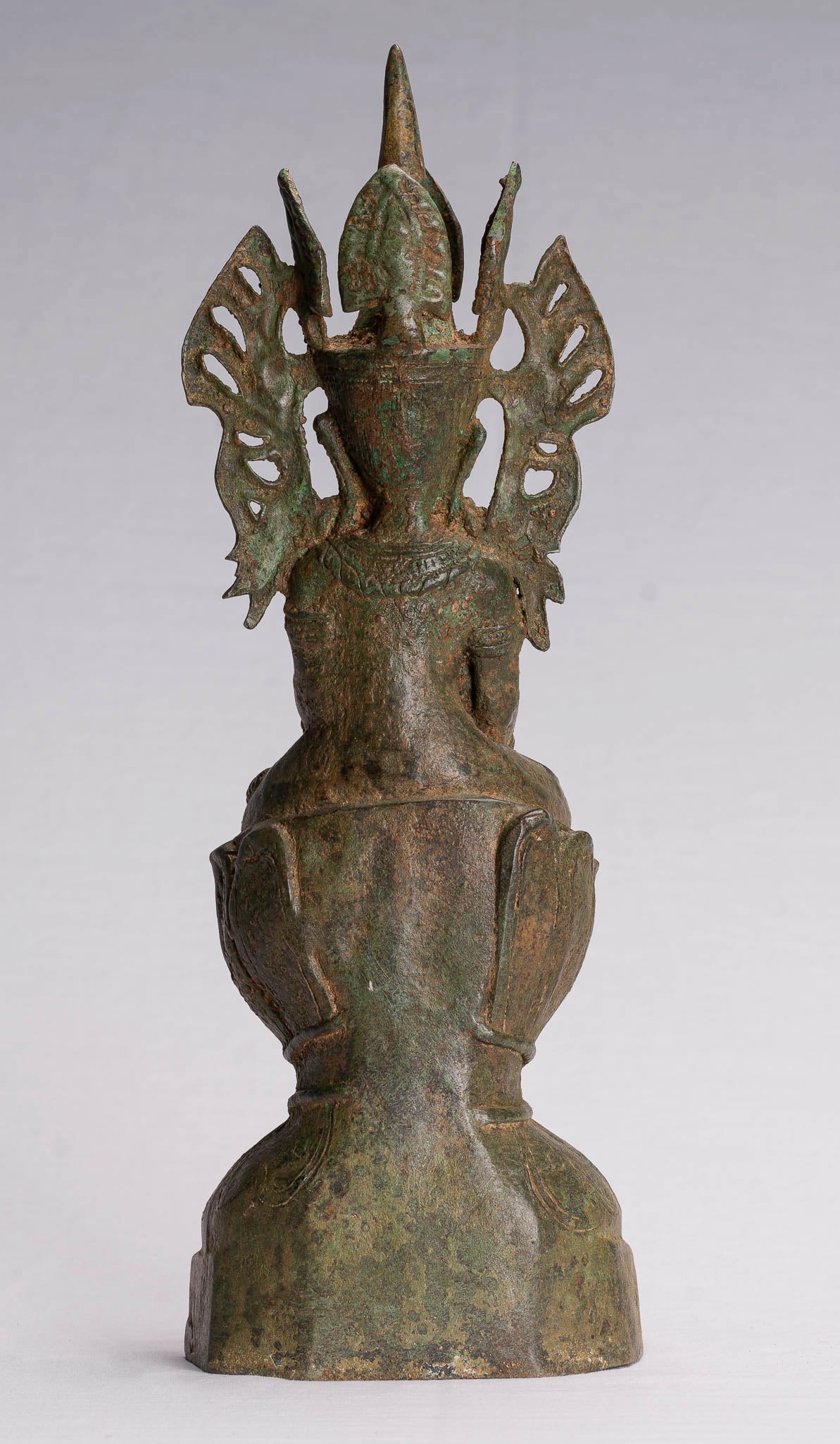 Statua di Buddha - Antique Bronzo in stile birmano Shan illuminazione Statue di Buddha seduta - 35 cm/14 "