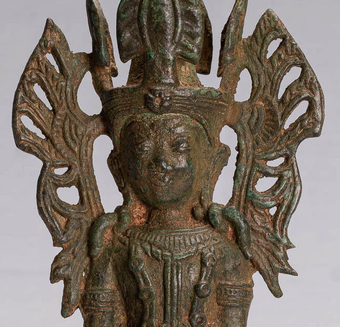 Statua di Buddha - Antique Bronzo in stile birmano Shan illuminazione Statue di Buddha seduta - 35 cm/14 "