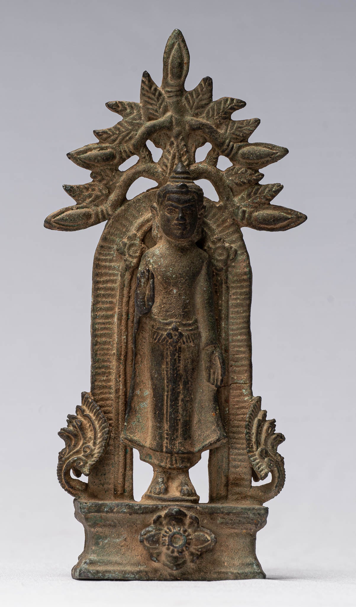 Bouddha - bronze de style khmer antique abhaya protection Bouddha - 16cm / 6 "