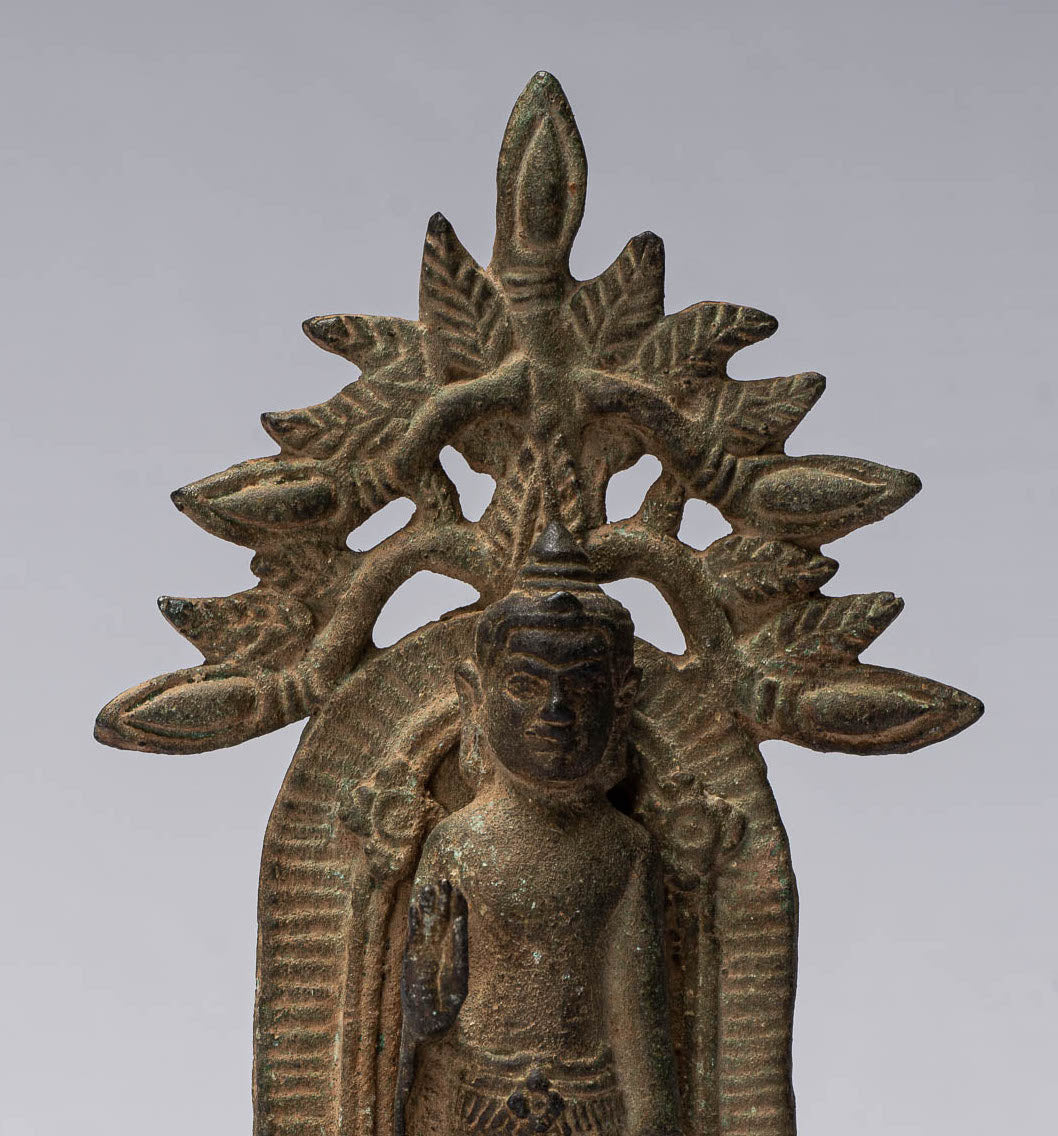 Bouddha - bronze de style khmer antique abhaya protection Bouddha - 16cm / 6 "