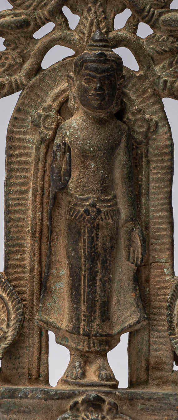 Bouddha - bronze de style khmer antique abhaya protection Bouddha - 16cm / 6 "