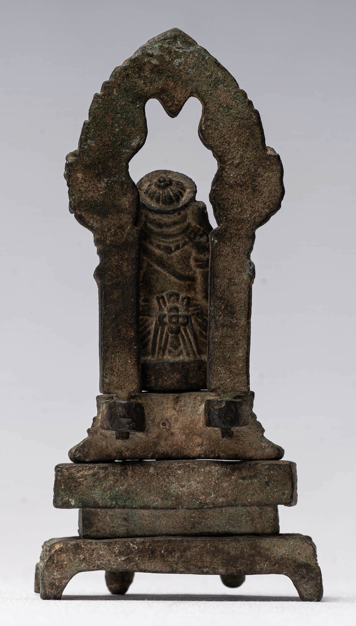 Ganesha Statue - Antique Thai Style Enthroned Bronze Seated Ganesha Statue - 11cm/4"