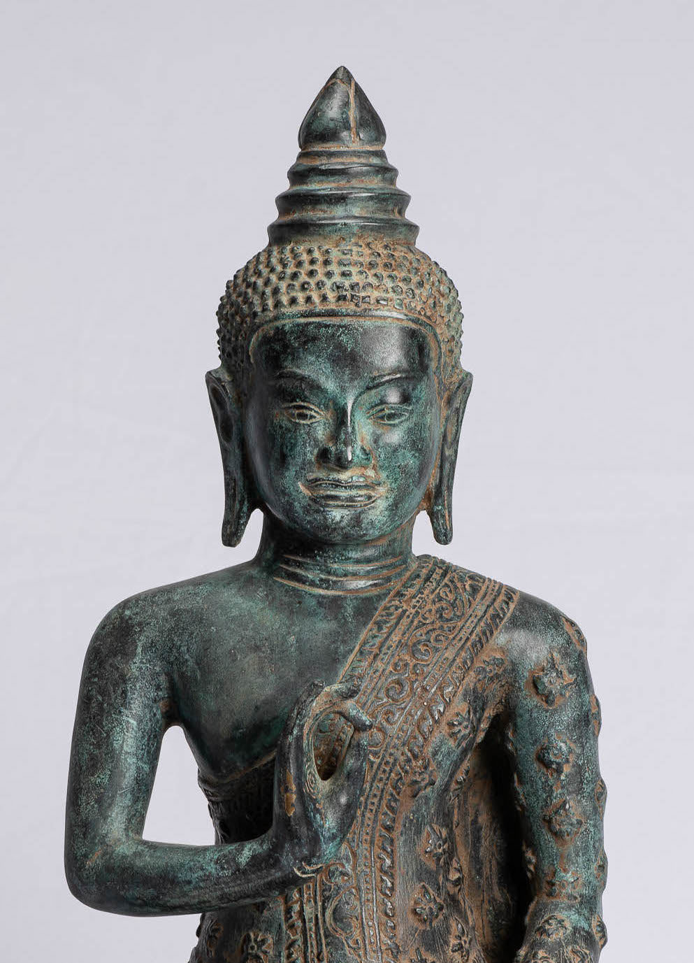 Statua di Buddha - Buddha - Antique Khmer Style Bronze Statue Buddha Insegnamento Mudra - 45 cm/18 "