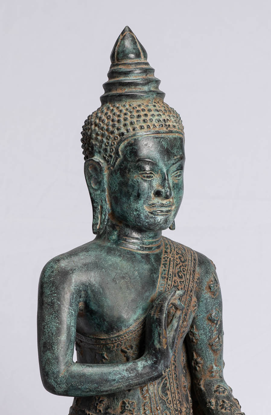 Statua di Buddha - Buddha - Antique Khmer Style Bronze Statue Buddha Insegnamento Mudra - 45 cm/18 "