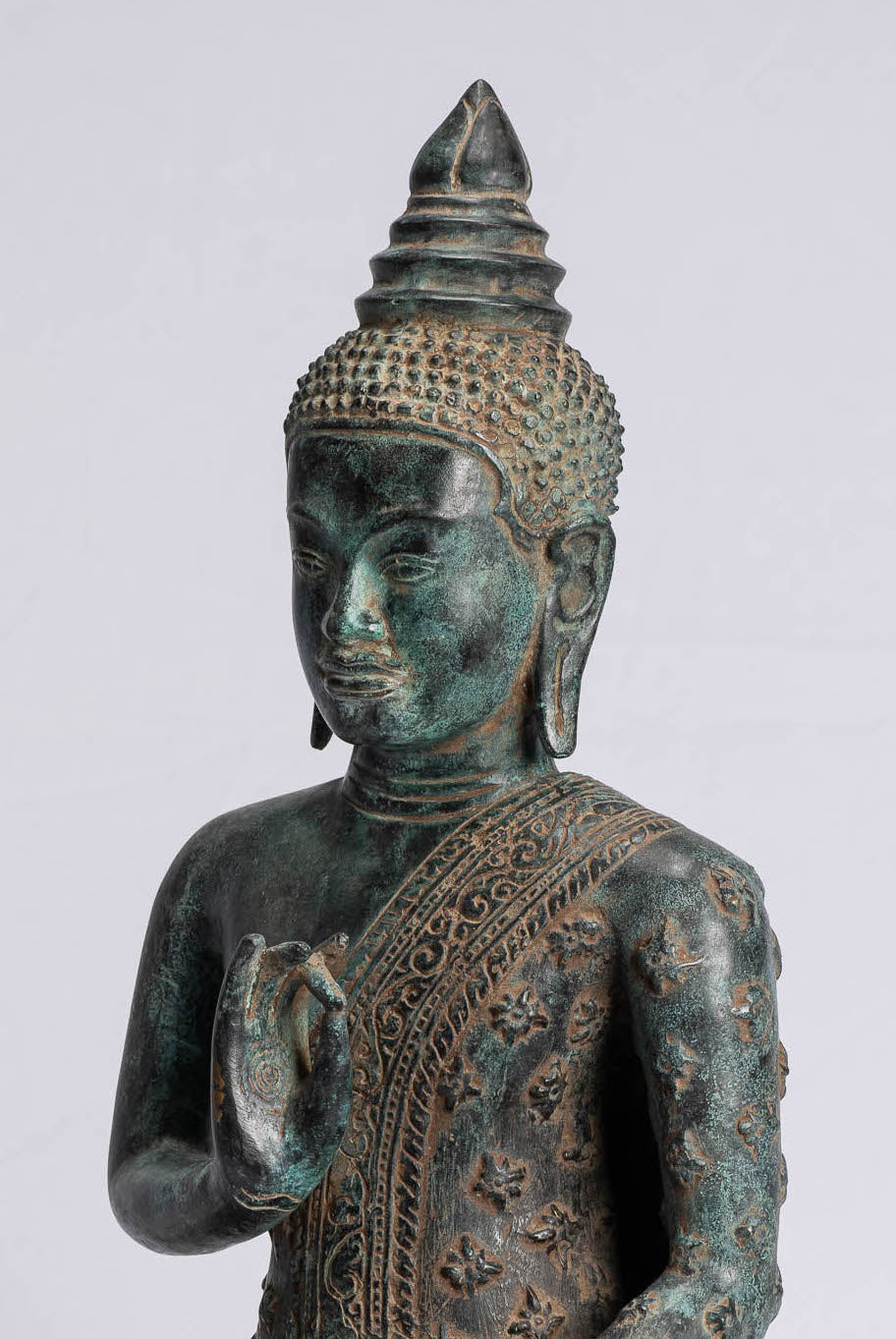 Statua di Buddha - Buddha - Antique Khmer Style Bronze Statue Buddha Insegnamento Mudra - 45 cm/18 "