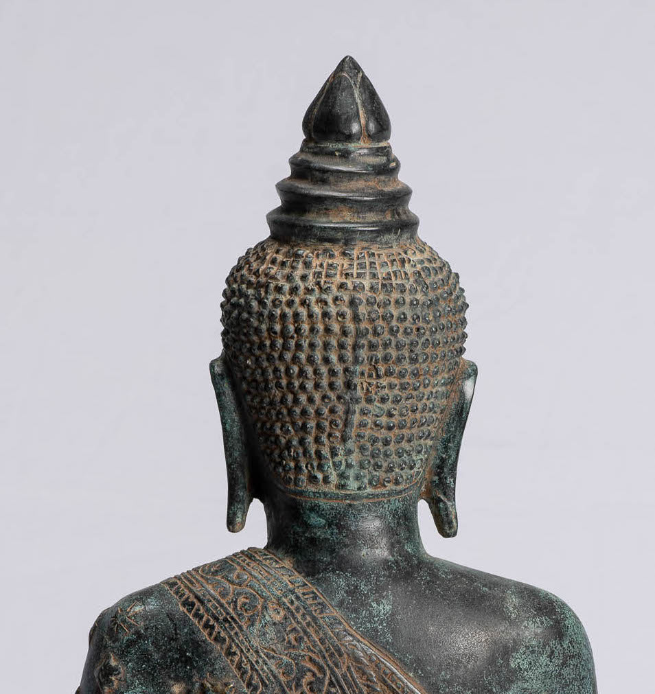 Statua di Buddha - Buddha - Antique Khmer Style Bronze Statue Buddha Insegnamento Mudra - 45 cm/18 "