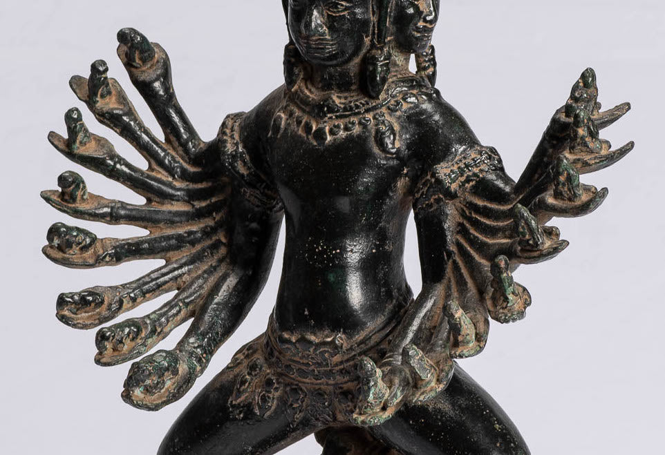 Estatua de Bayón de bronce de estilo jemer antiguo de estilo jemer - 43 cm/17 "de alto