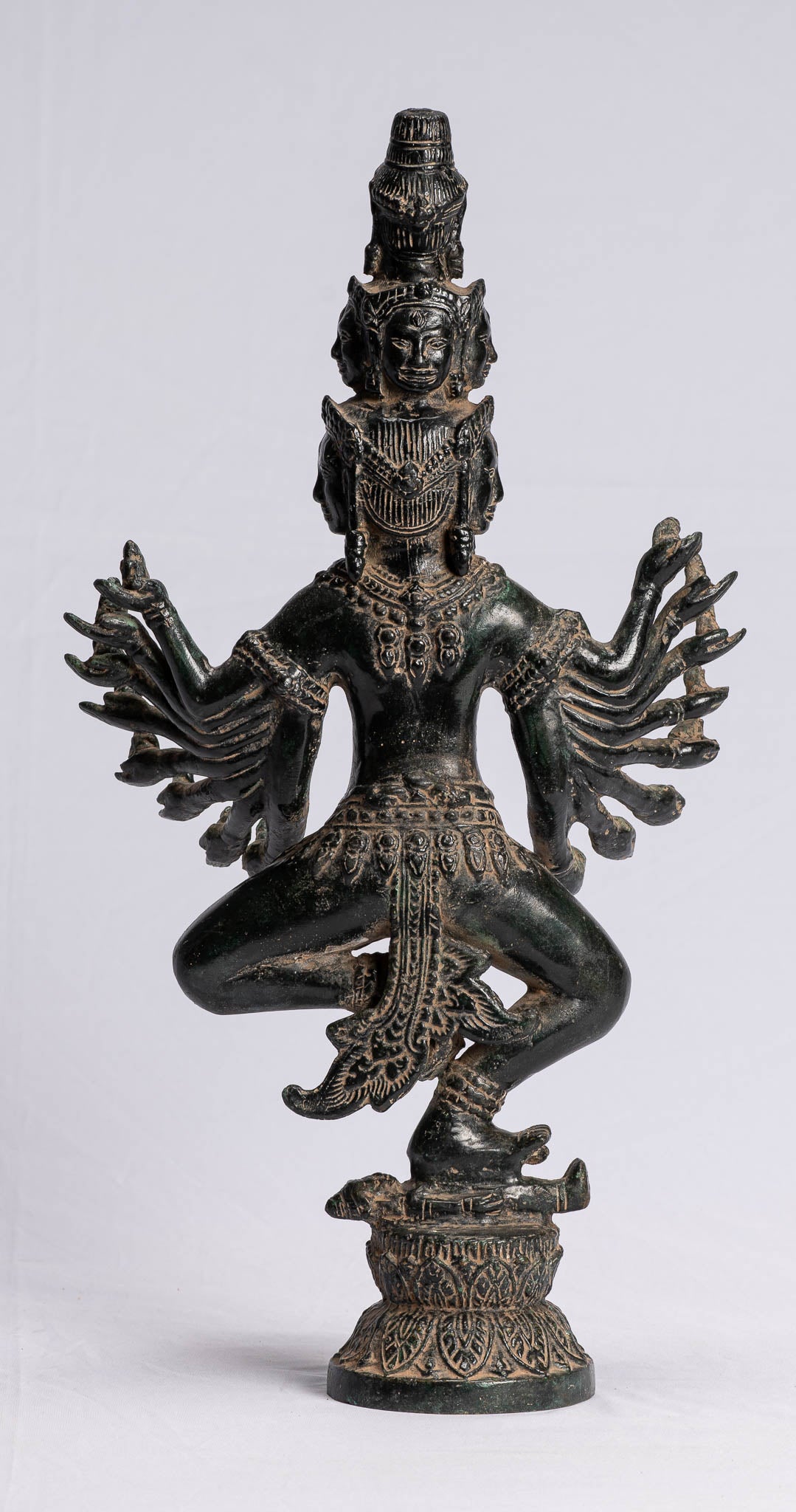 Estatua de Bayón de bronce de estilo jemer antiguo de estilo jemer - 43 cm/17 "de alto