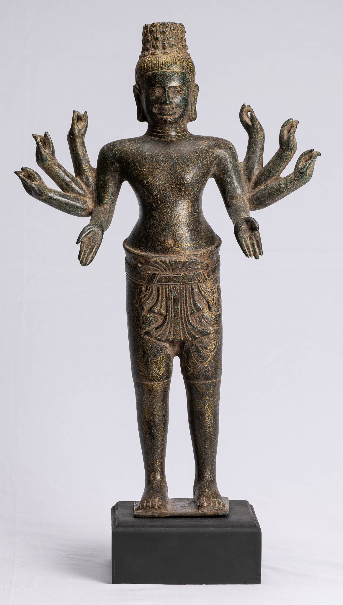 Antique Khmer Style Bronze Bayon Style Standing Lokeshvara Statue-54cm/22 "