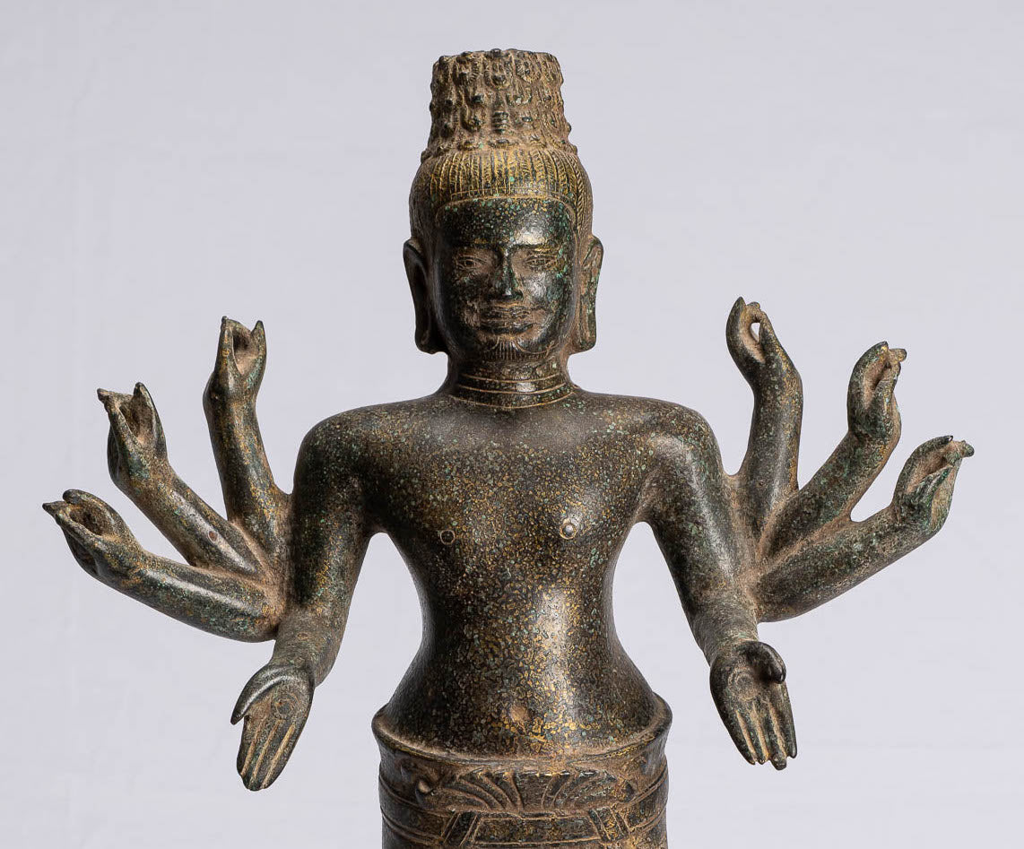 Antique Khmer Style Bronze Bayon Style Standing Lokeshvara Statue-54cm/22 "