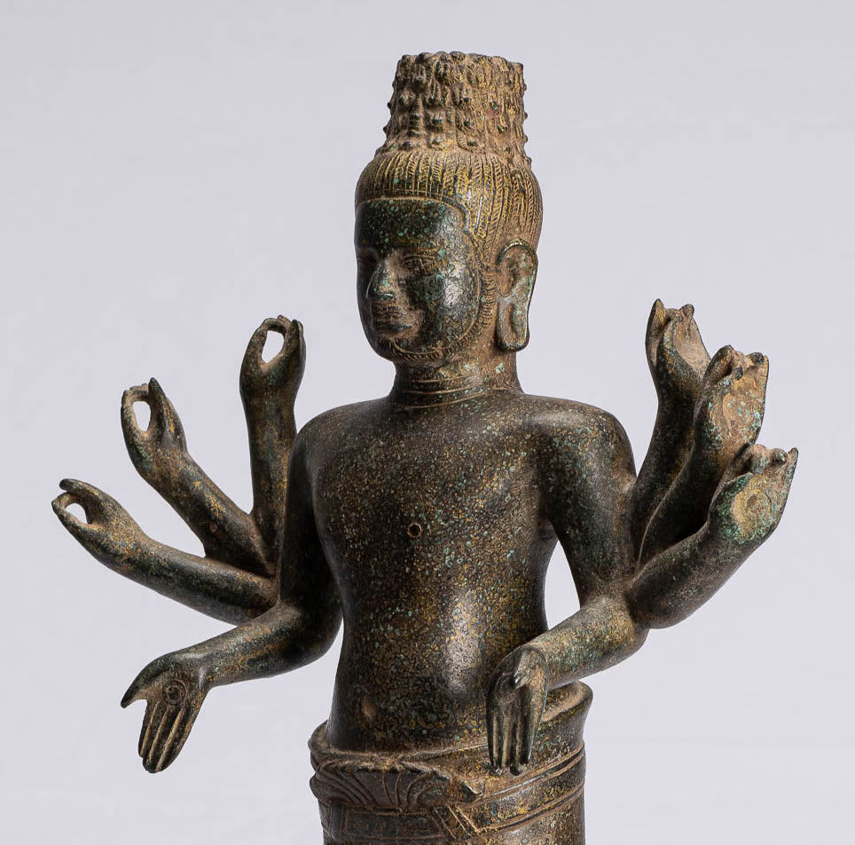 Antique Khmer Style Bronze Bayon Style Standing Lokeshvara Statue-54cm/22 "