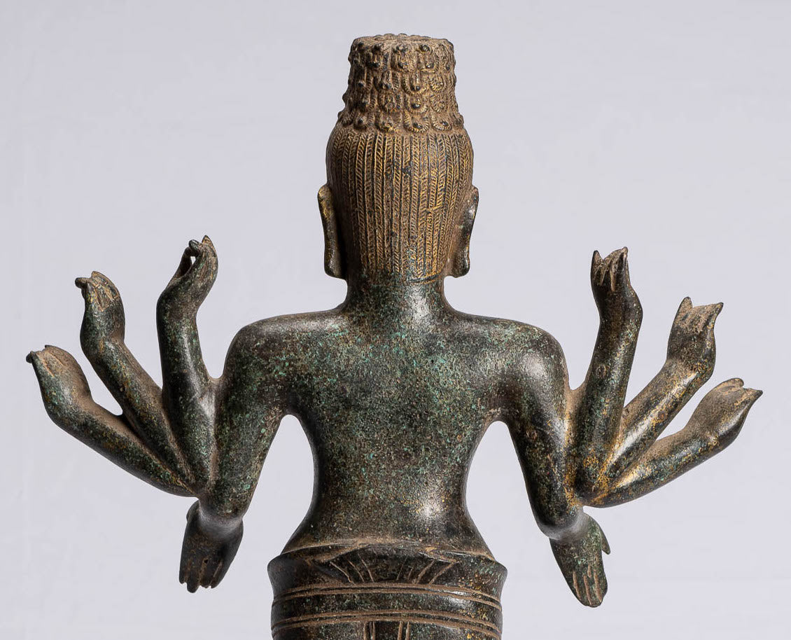 Antique Khmer Style Bronze Bayon Style Standing Lokeshvara Statue-54cm/22 "