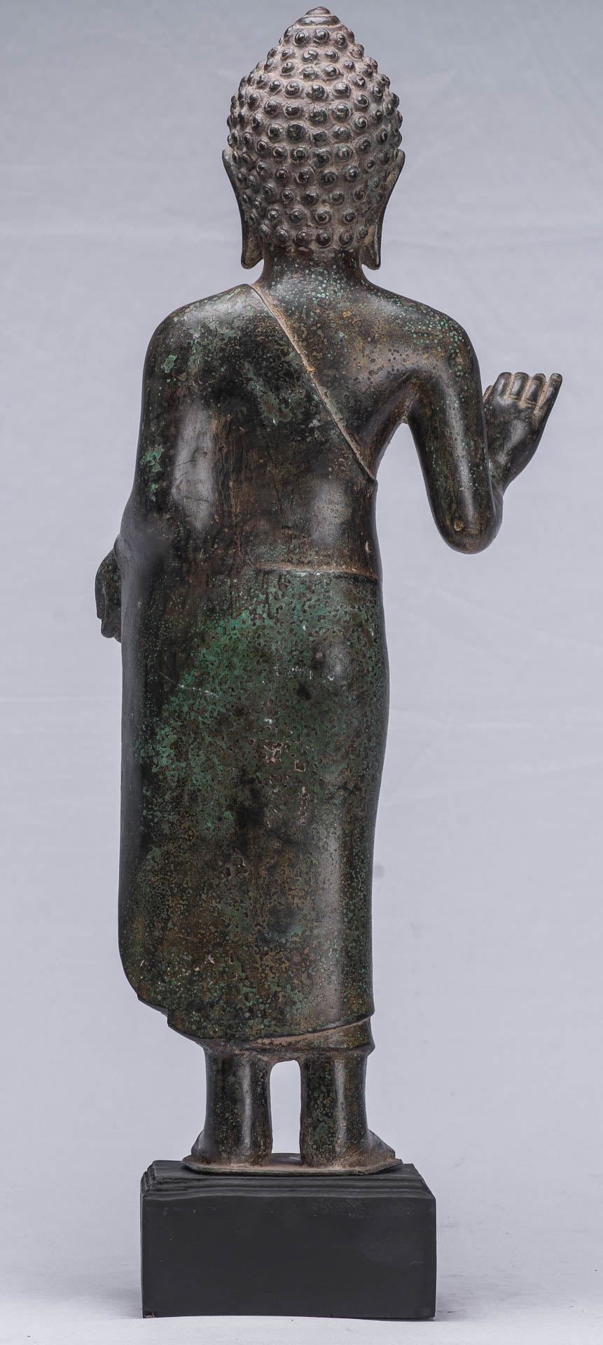 Statue de Bouddha – Statue de Bouddha debout en bronze Dvaravati de style thaïlandais antique 55 cm