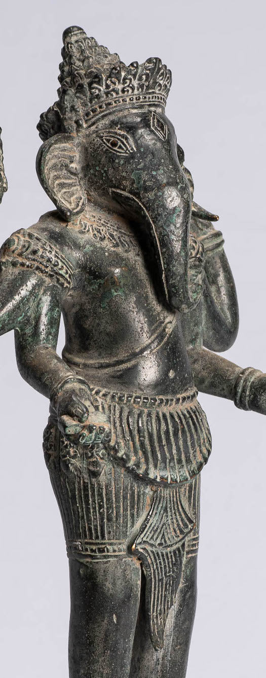Ganesha Statue-Antique Khmer Style stehend Bronze Bayon Ganesh Statue-40cm/16 "