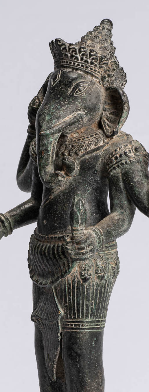 Ganesha Statue-Antique Khmer Style stehend Bronze Bayon Ganesh Statue-40cm/16 "