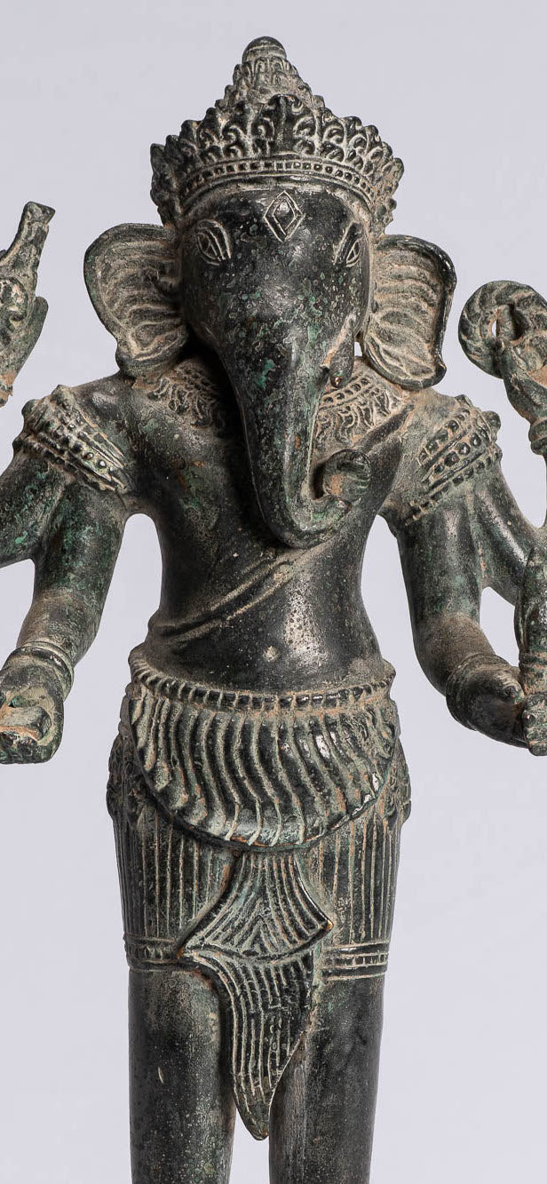 Ganesha Statue-Antique Khmer Style stehend Bronze Bayon Ganesh Statue-40cm/16 "