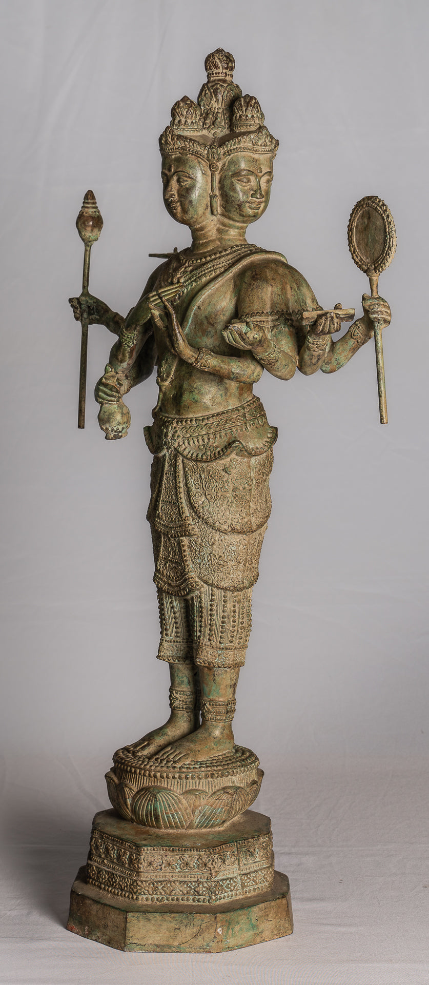 Statua Brahma - Antique Thai Style Standing Bronze Brahma Statue - 76cm/30 "