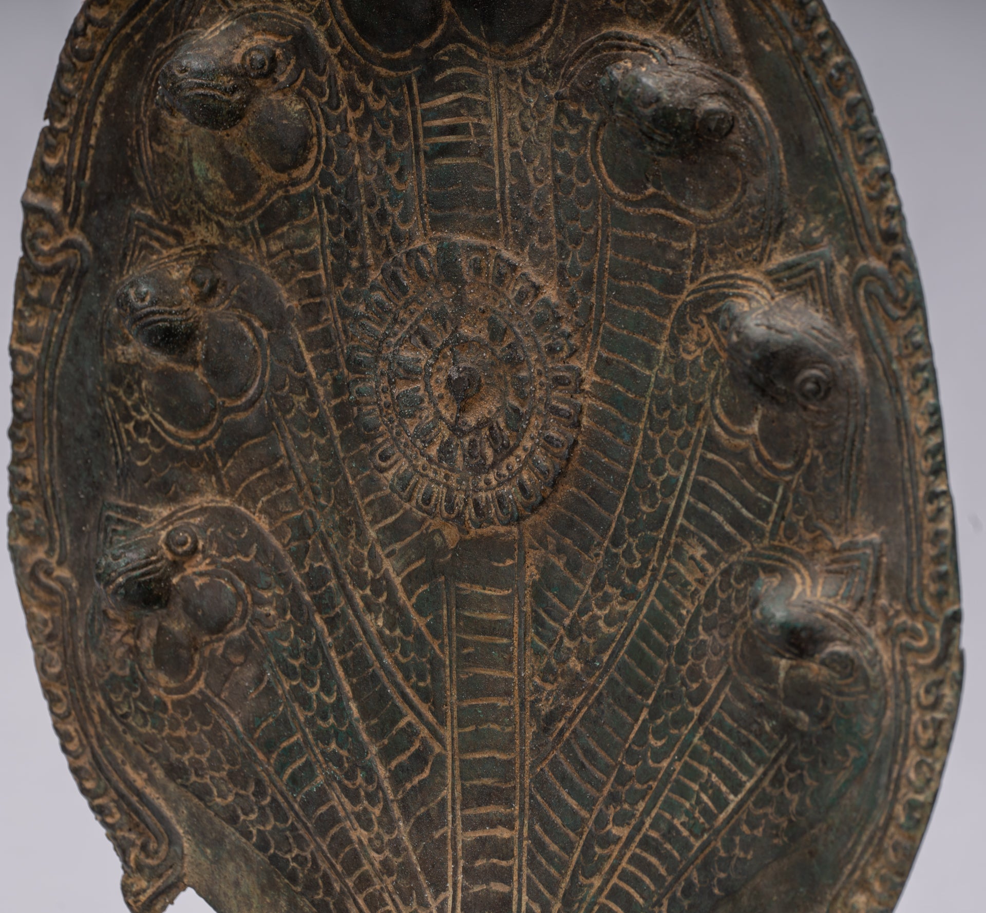 Statue de Bouddha-Antique Thaï Style Bronze Seated Meditation Naga Bouddha Statue-66cm/26 "