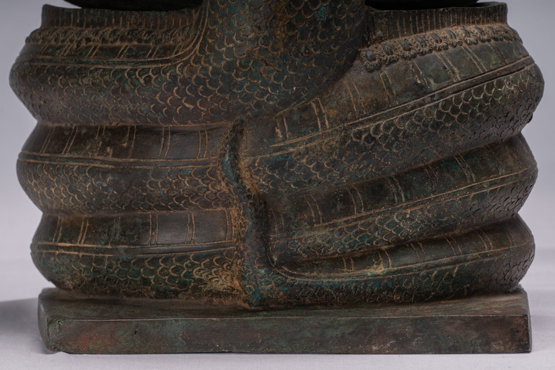 Statue de Bouddha-Antique Thaï Style Bronze Seated Meditation Naga Bouddha Statue-66cm/26 "