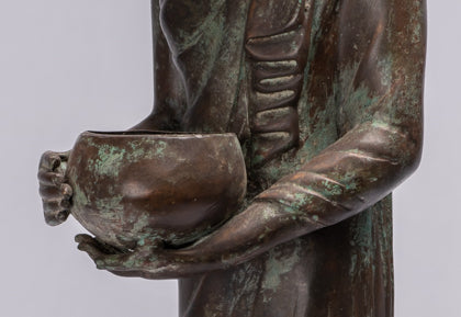 Buddha Statue - Antique Thai Style Bronze Charity & Compassion Gautama Buddha Statue - 63cm/25"