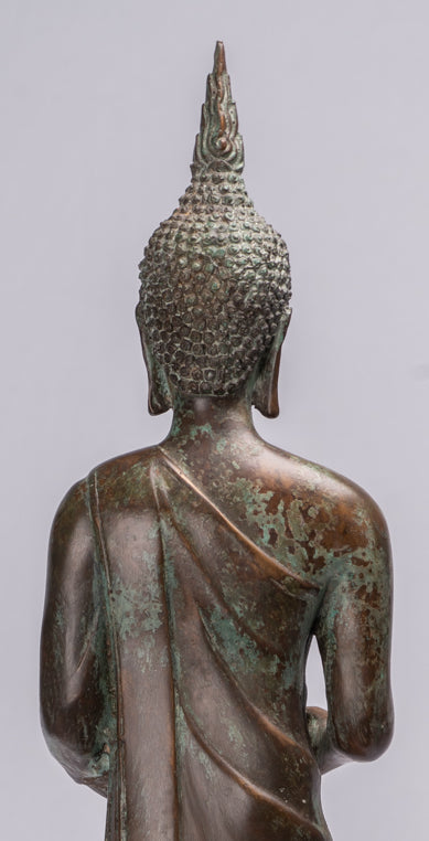 Buddha Statue - Antique Thai Style Bronze Charity & Compassion Gautama Buddha Statue - 63cm/25"