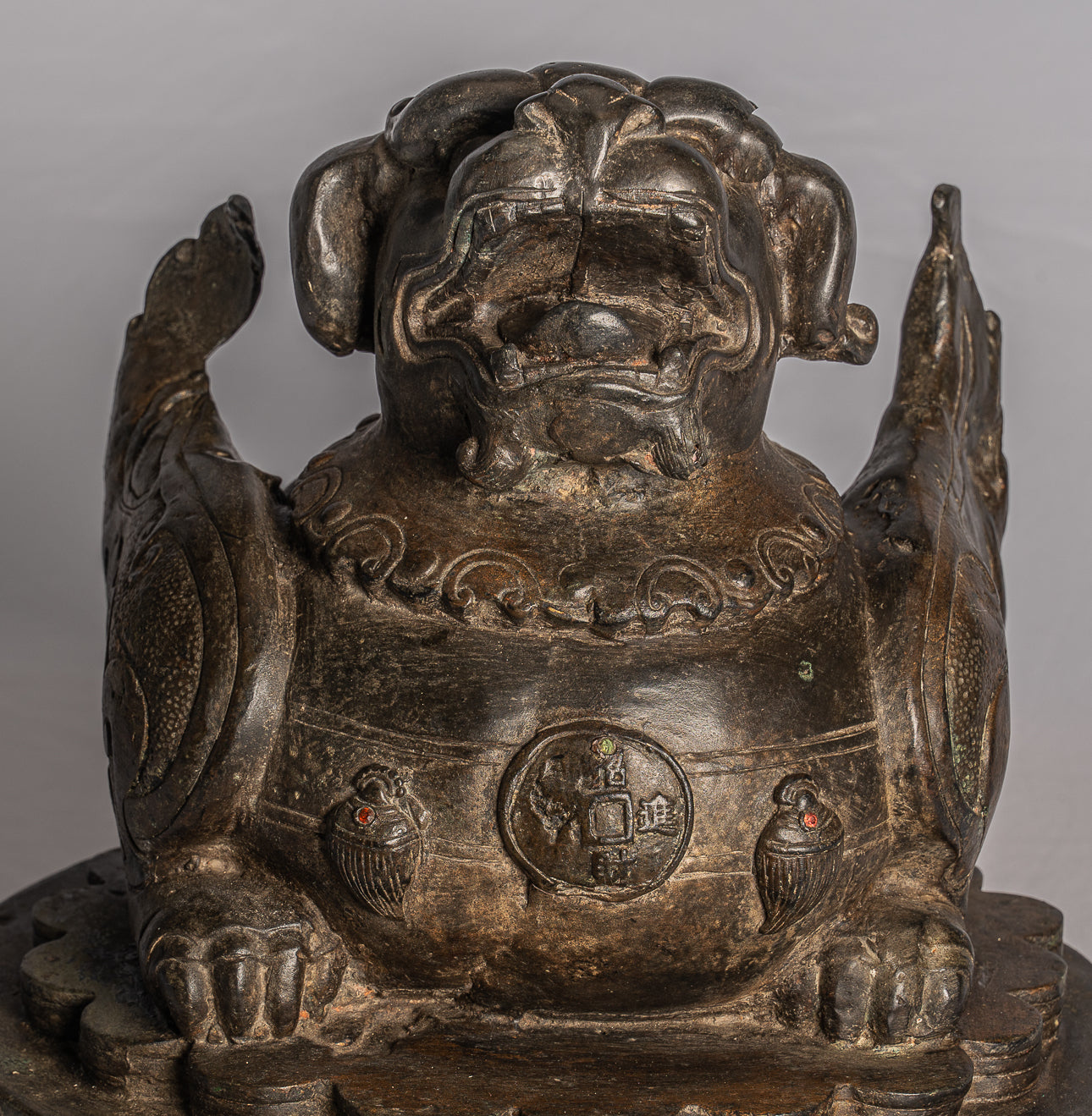 Antiker chinesischer Stil Tempel Wächter Löwe Foo Dog Imperial Lion 37cm/15"