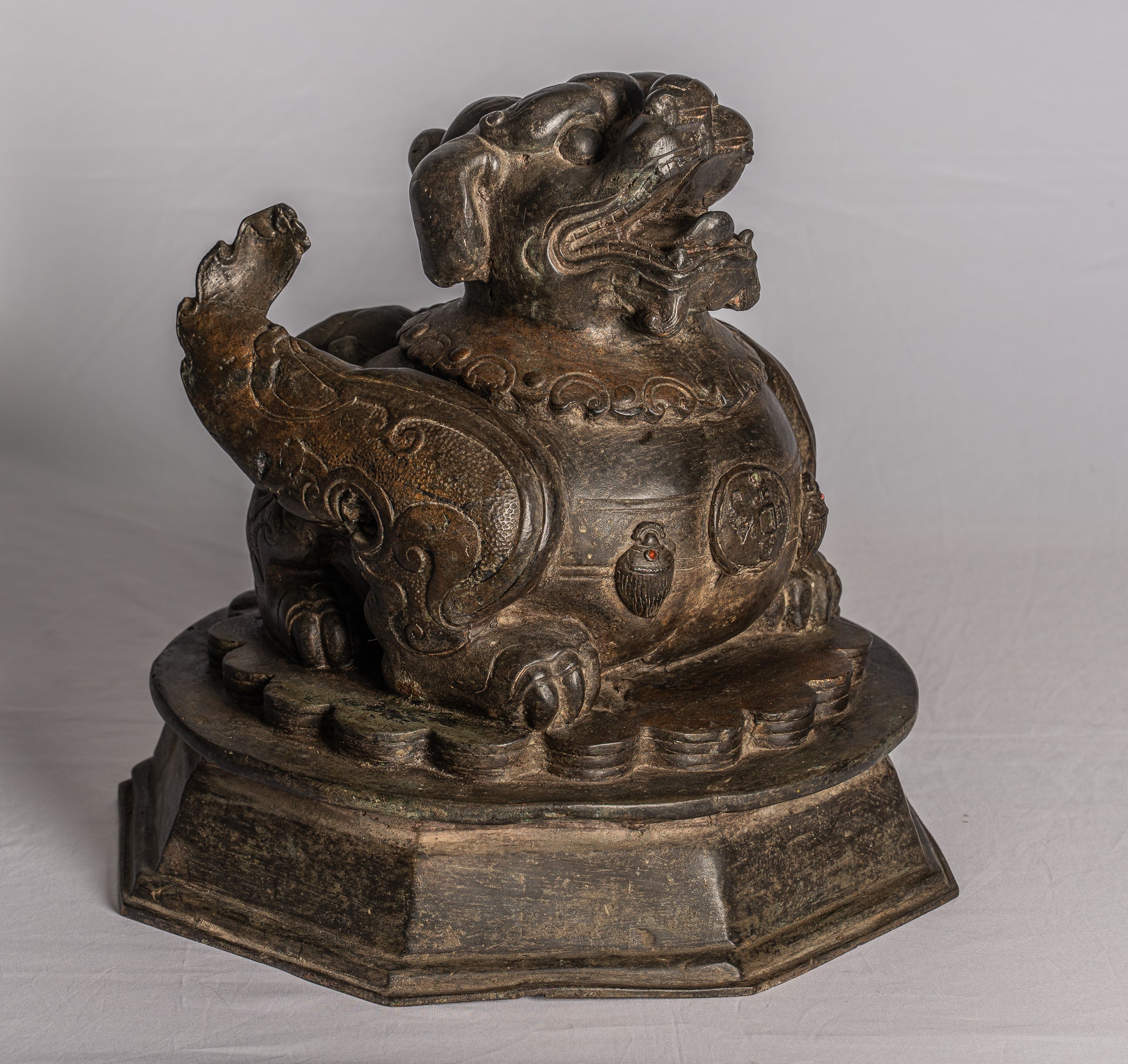 Antiker chinesischer Stil Tempel Wächter Löwe Foo Dog Imperial Lion 37cm/15"