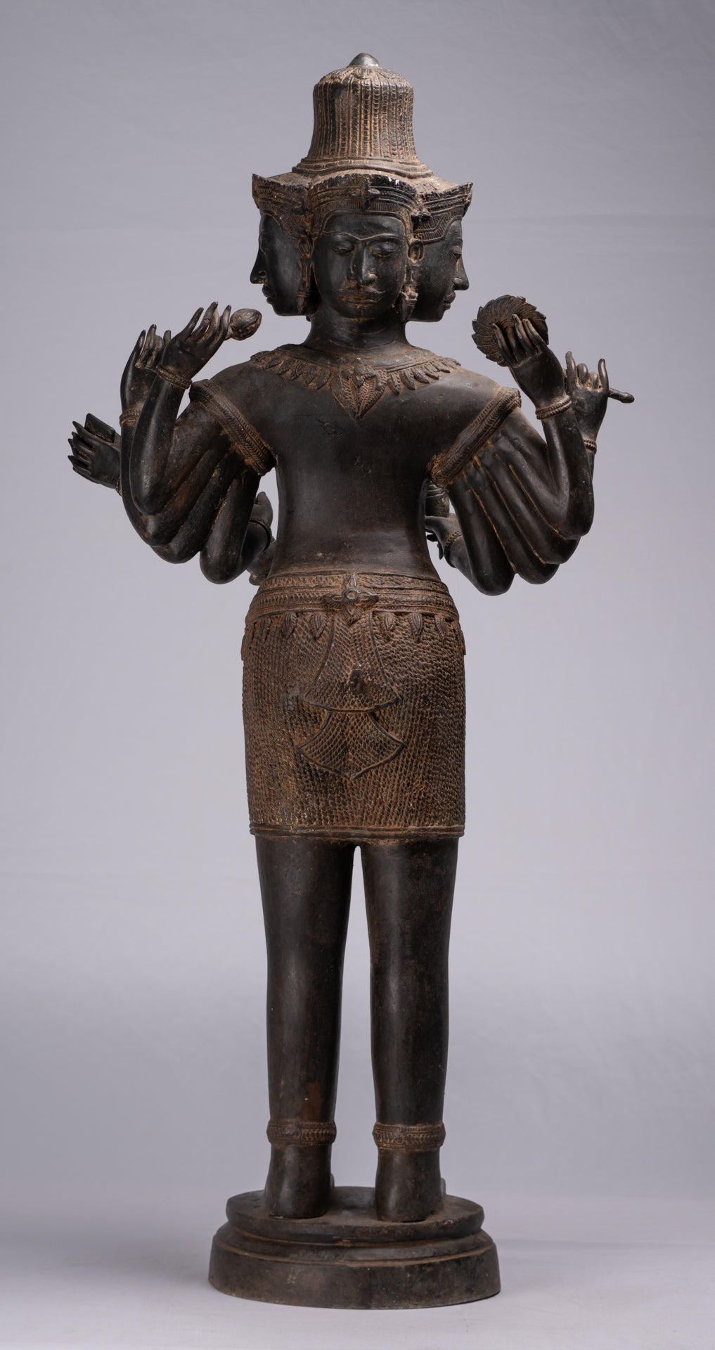 Estatua de Brahma - Estilo antiguo Khmer Koh Ker de pie Bronce Brahma - Creación de Dios Hindú - 97cm/39 "