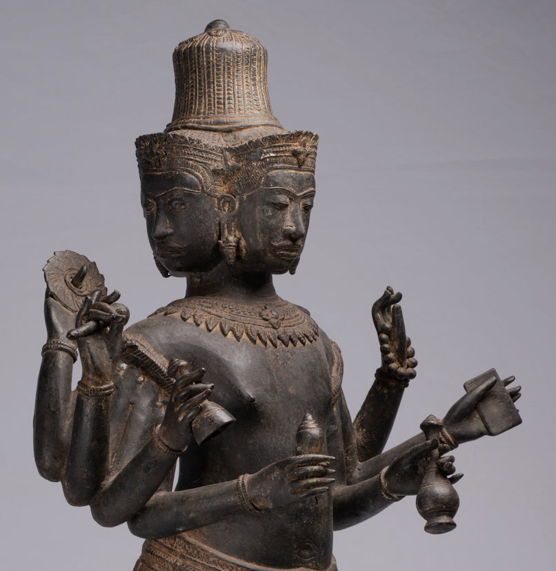 Estatua de Brahma - Estilo antiguo Khmer Koh Ker de pie Bronce Brahma - Creación de Dios Hindú - 97cm/39 "