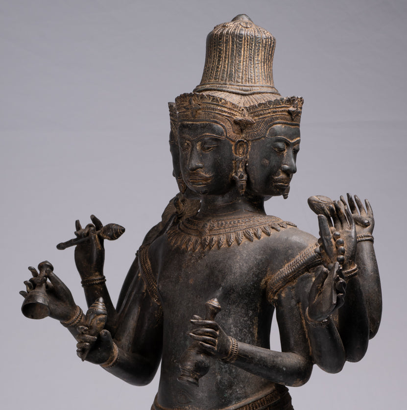 Estatua de Brahma - Estilo antiguo Khmer Koh Ker de pie Bronce Brahma - Creación de Dios Hindú - 97cm/39 "