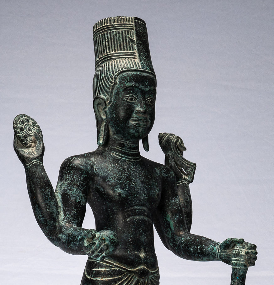 Harihara - antique Phnom Penh Style bronze khmer Hari Hara ou Vishnu & Shiva - 57cm / 23 "