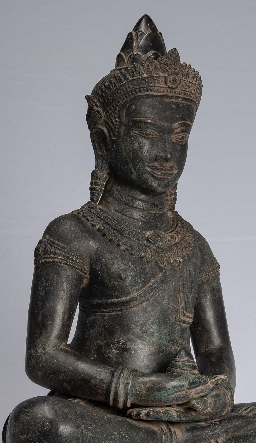 Estatua de Buda - Estatua de Buda de Meditación Amitabha de Bronce Antique Khmer - 55cm/22 "