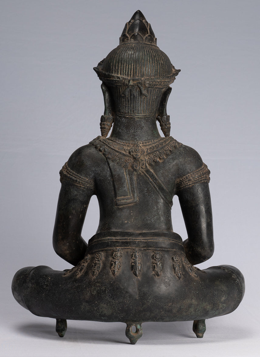 Estatua de Buda - Estatua de Buda de Meditación Amitabha de Bronce Antique Khmer - 55cm/22 "