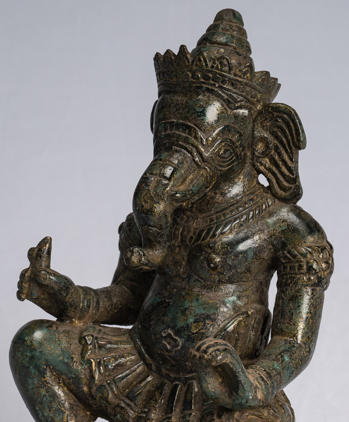 Statue Ganesha-Antique Thai Style Bronze Kneeling Ganesh Statue-18cm/7 "