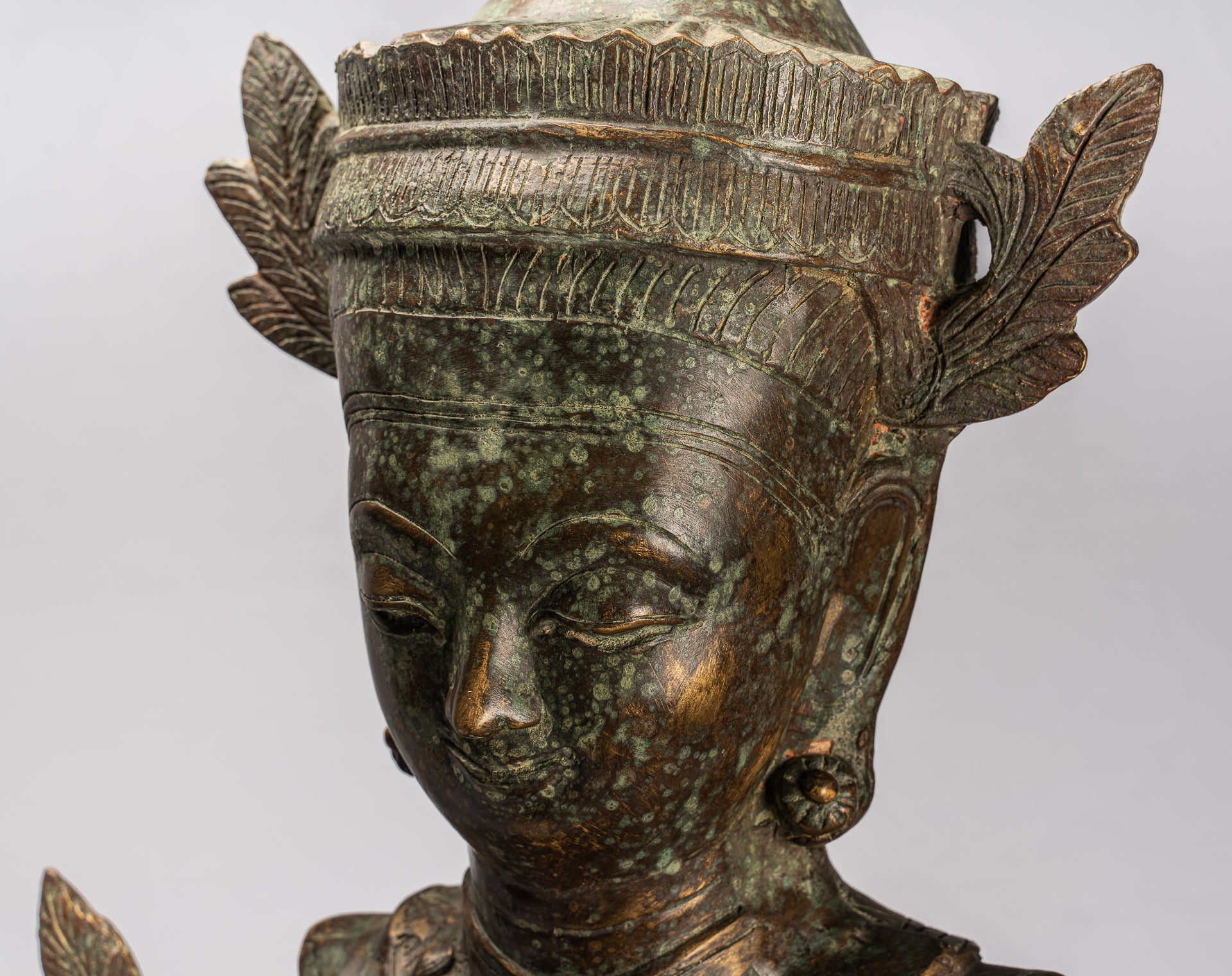 Antiguo estilo birmano de bronce shan iluminación sentada estatua de Buda - 102 cm/41 "