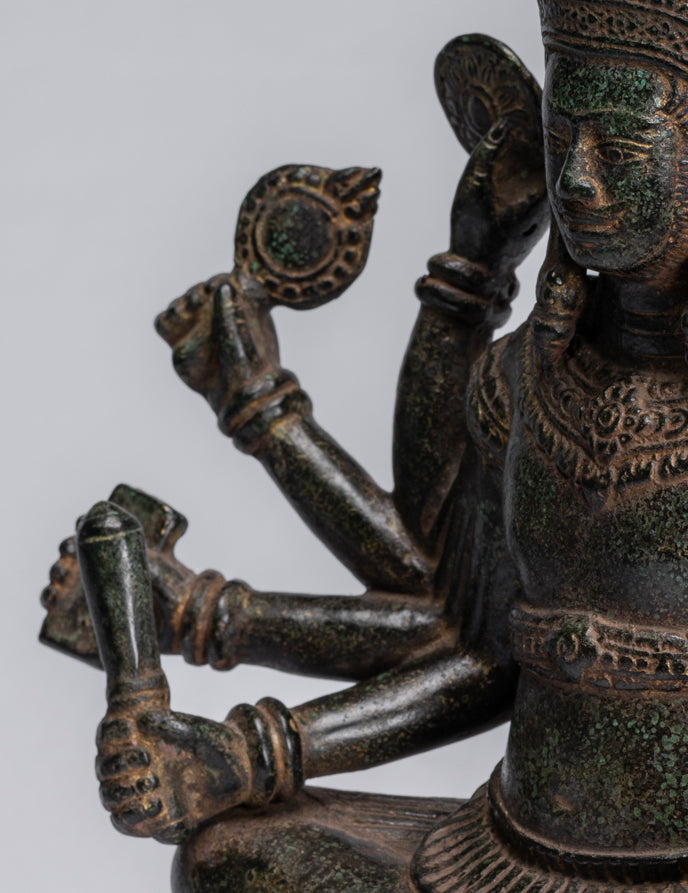 Statua Brahma - Antique Khmer Style Bronzo 8 braccio Bayon Brahma - Creazione di Dio indù - 32 cm/13 "
