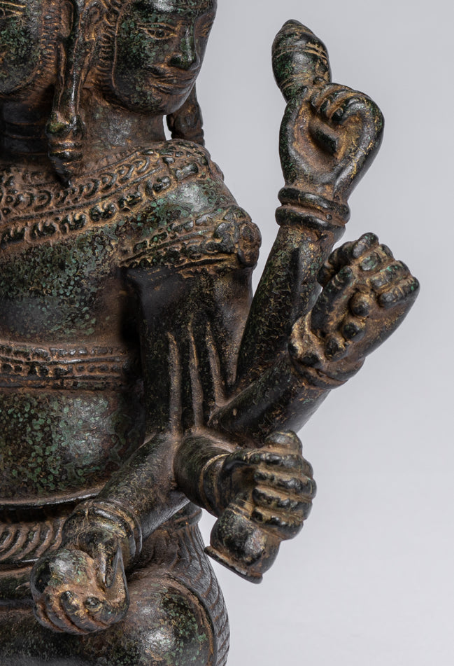 Statua Brahma - Antique Khmer Style Bronzo 8 braccio Bayon Brahma - Creazione di Dio indù - 32 cm/13 "