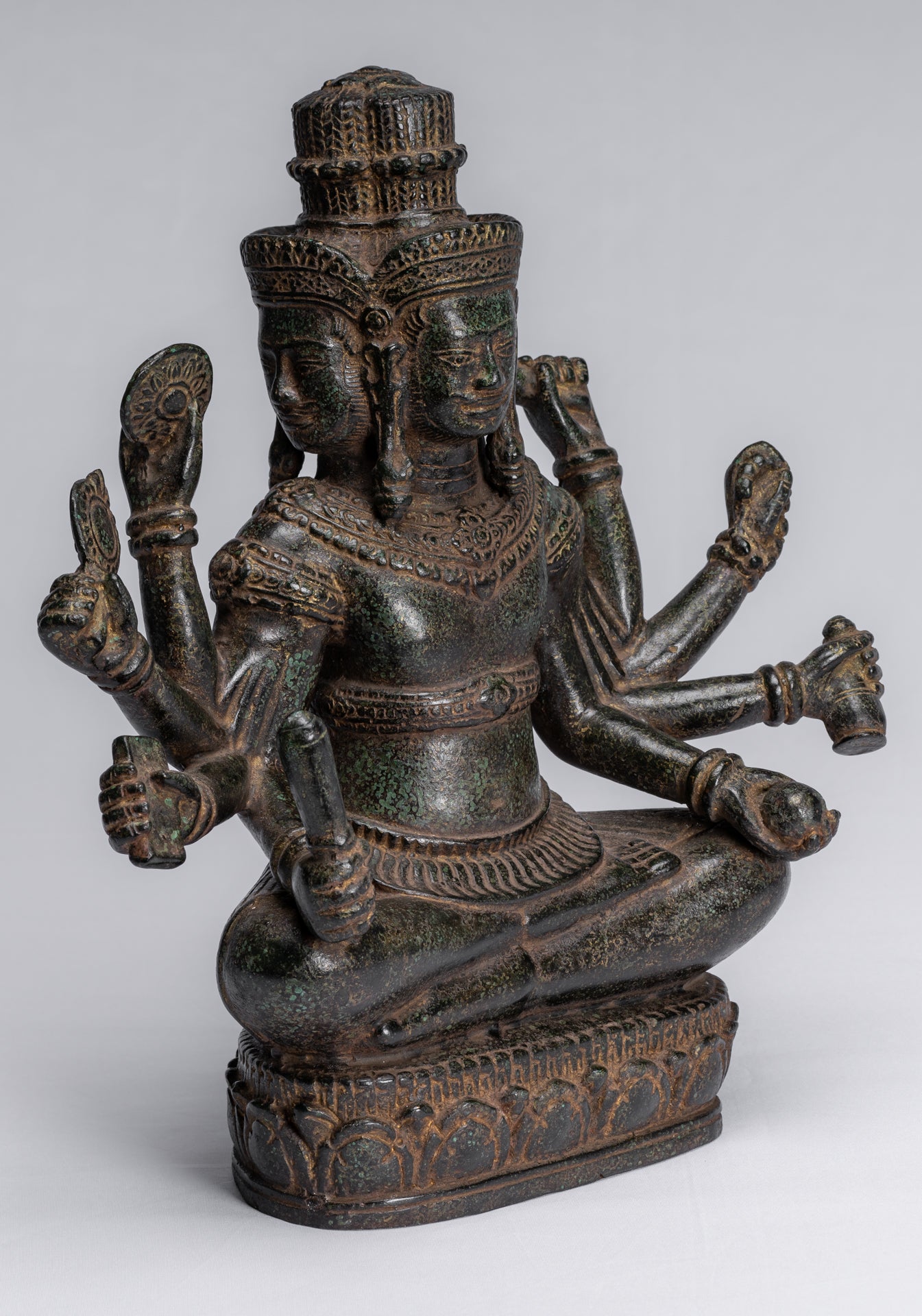 Statua Brahma - Antique Khmer Style Bronzo 8 braccio Bayon Brahma - Creazione di Dio indù - 32 cm/13 "