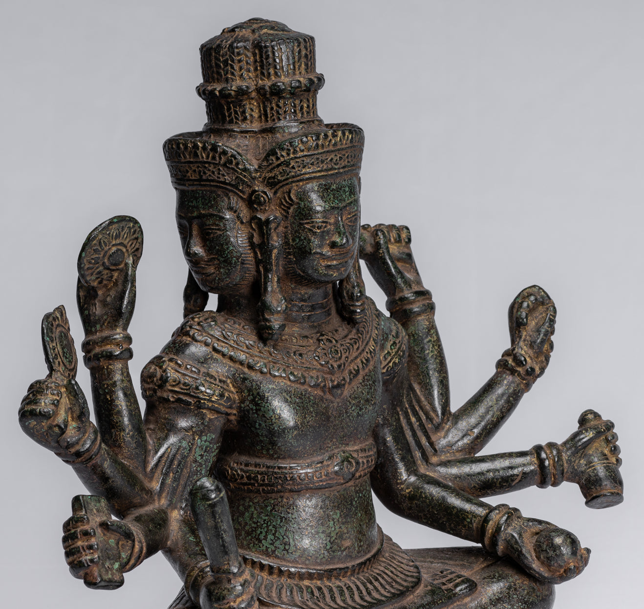 Statua Brahma - Antique Khmer Style Bronzo 8 braccio Bayon Brahma - Creazione di Dio indù - 32 cm/13 "