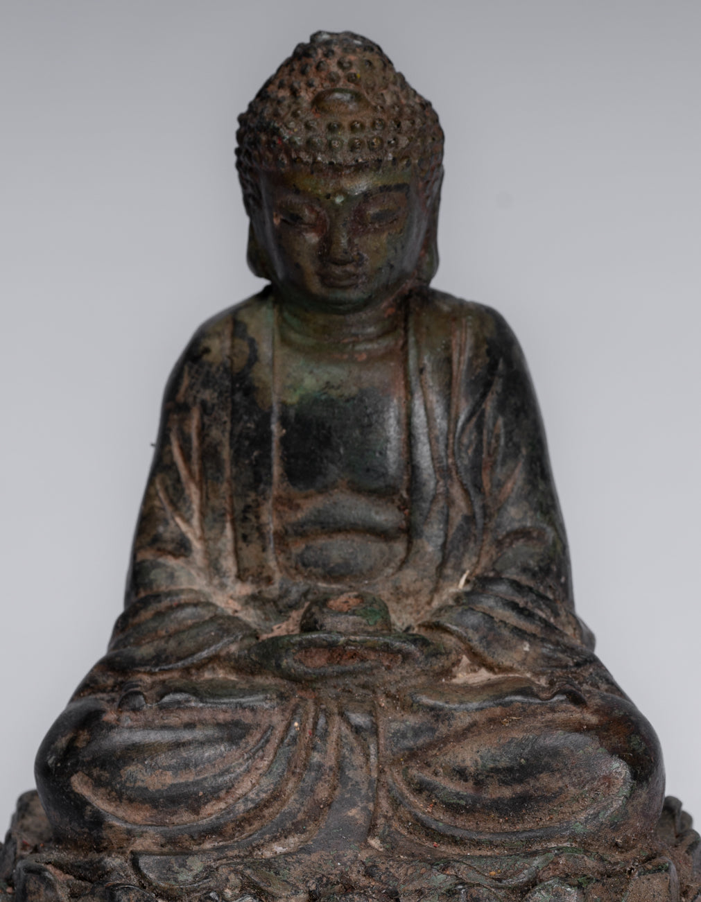 Statua Buddha - Meditazione di bronzo in bronzo cinese Antique Statue Buddha - 13 cm/5 "