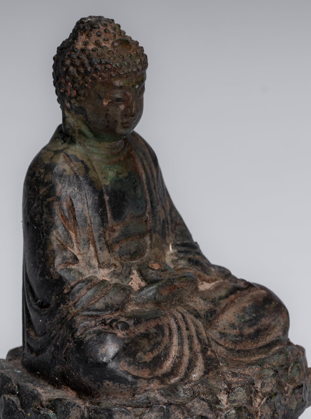 Statua Buddha - Meditazione di bronzo in bronzo cinese Antique Statue Buddha - 13 cm/5 "