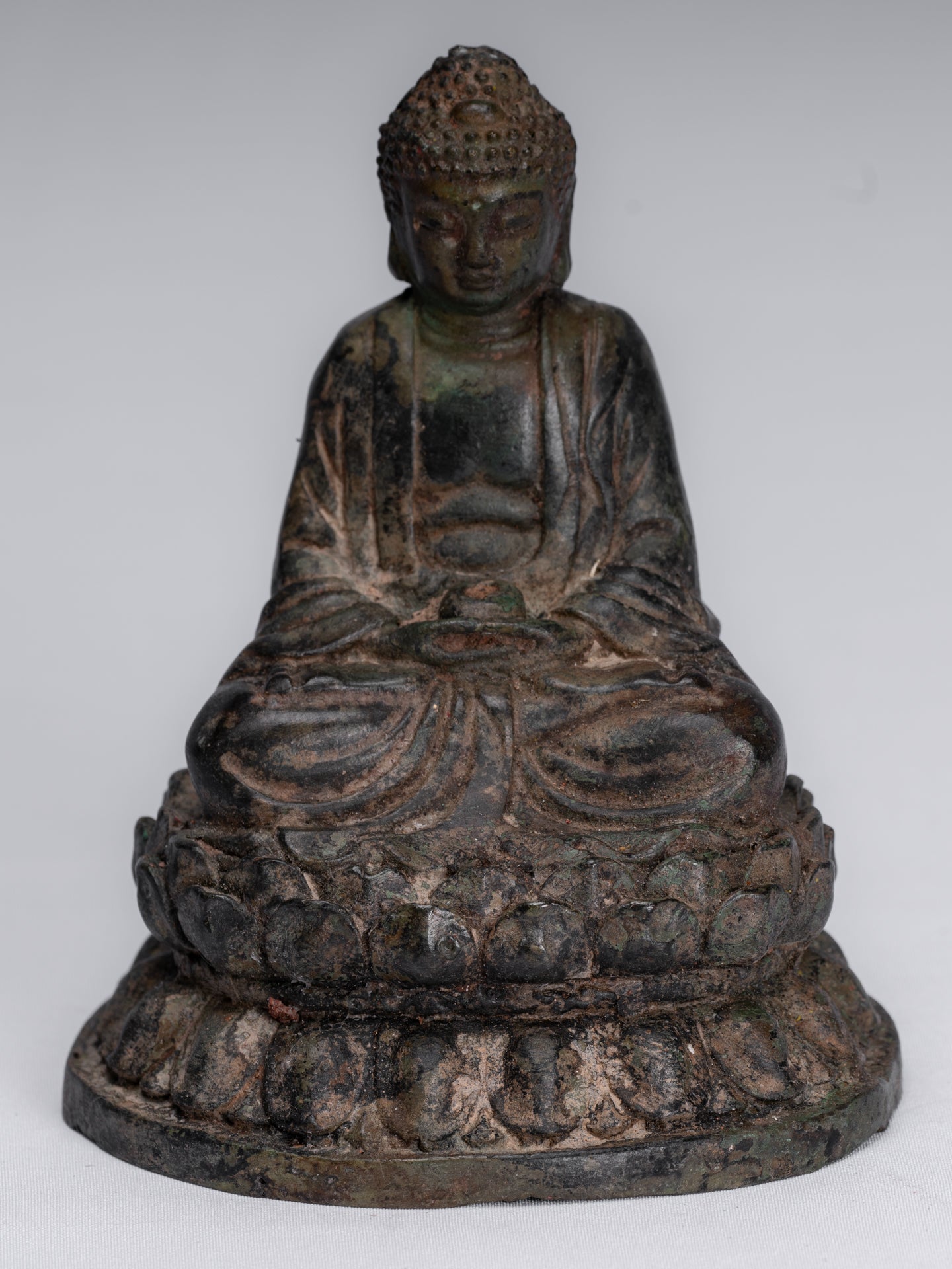 Statua Buddha - Meditazione di bronzo in bronzo cinese Antique Statue Buddha - 13 cm/5 "