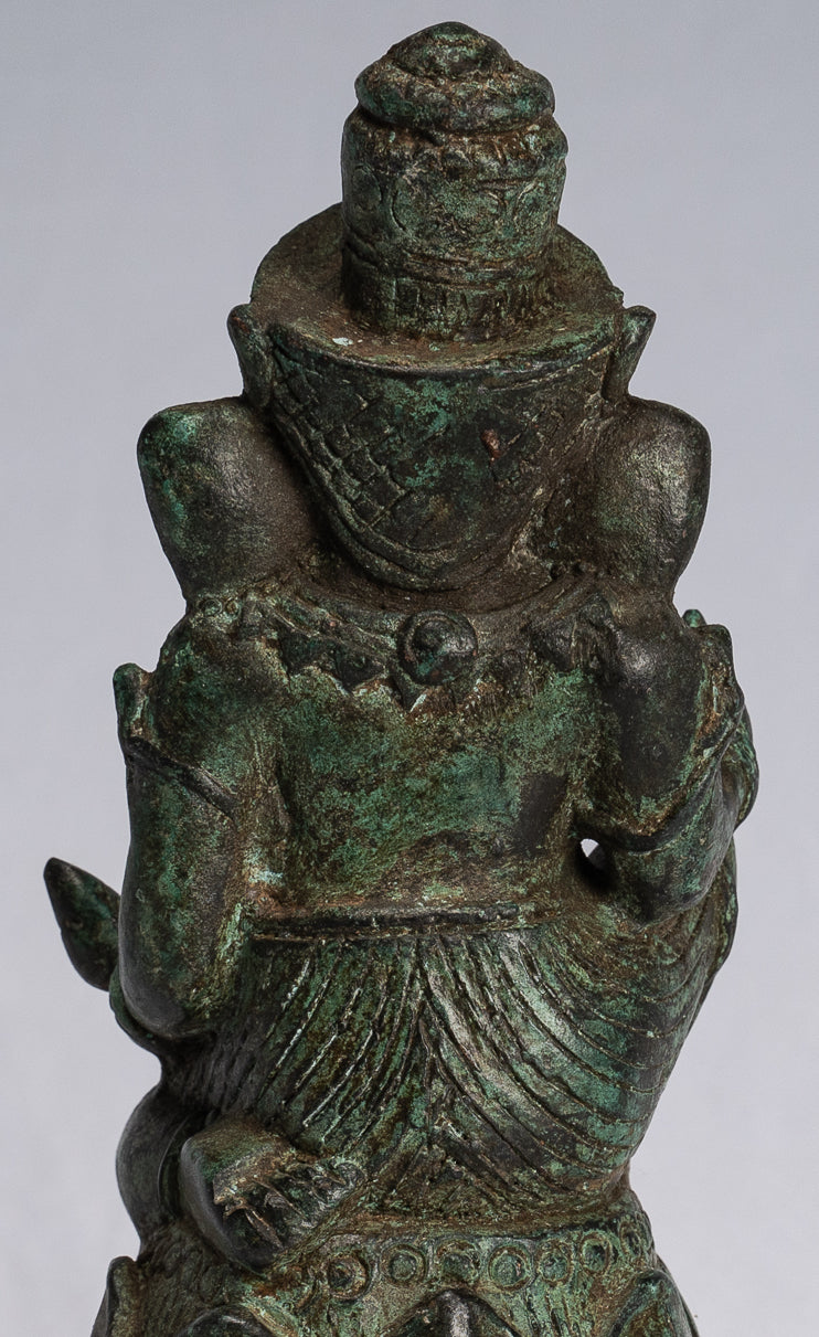 Ganesha-Statue – antike kniende Bronze-Bayon-Ganesh-Statue im Khmer-Stil – 17 cm.