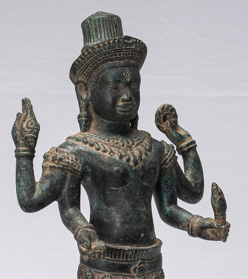 ShivaStatue - Statue de Shiva de style Khmer antique en bronze de style Koh Ker - 44 cm/18"