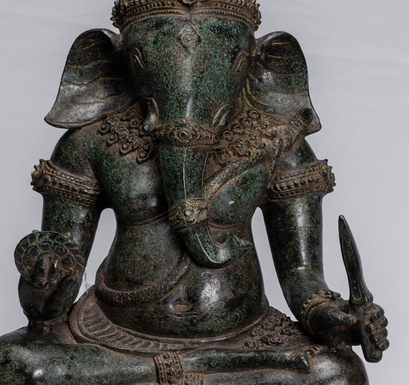Statue de Ganesha - ancienne statue de Ganesha en bronze de style khmer - 57 CM / 23 pouces
