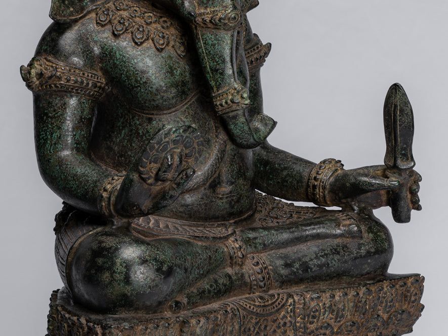 Statue de Ganesha - ancienne statue de Ganesha en bronze de style khmer - 57 CM / 23 pouces