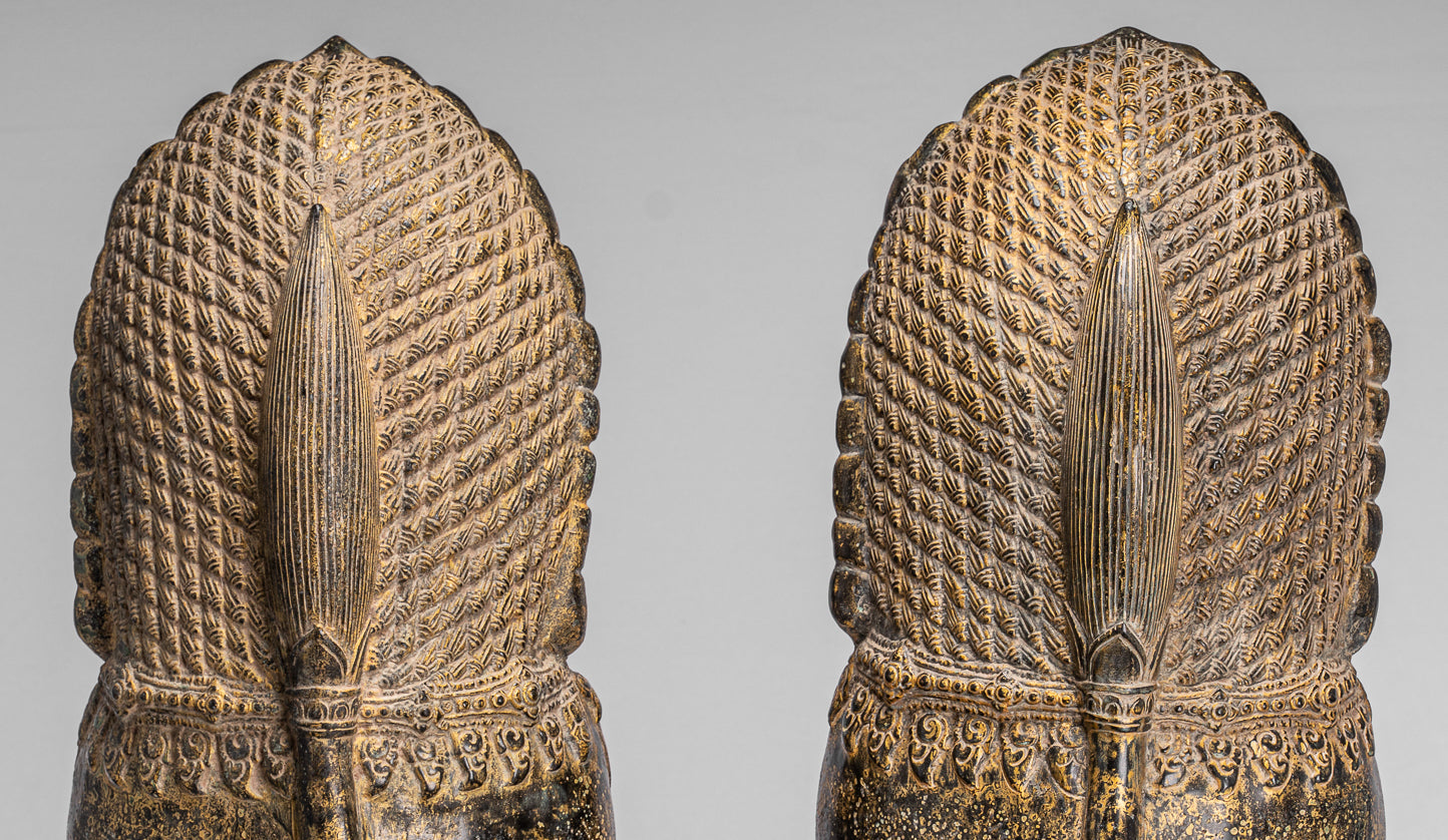 Antique Temple Bronze Temple Guardians o Lions (coppia) - 72cm/29 "